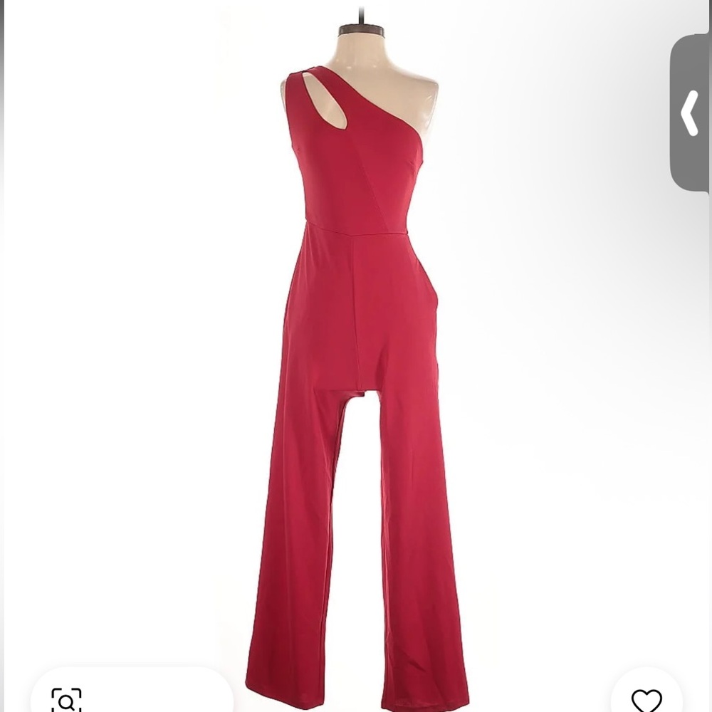 Chic One-Shoulder Red Jumpsuit